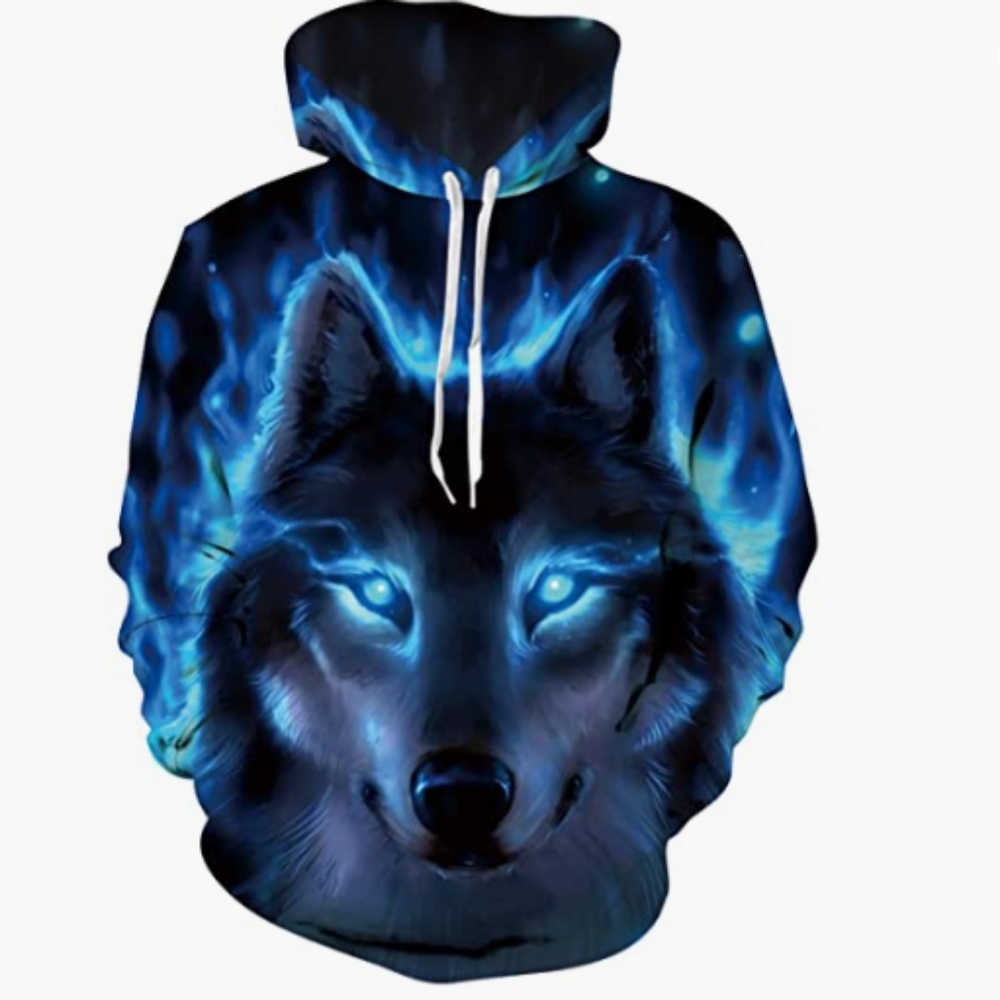 Wolf graphic print hoodie